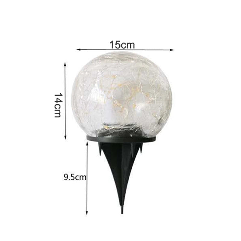Globe solaire en verre craquelé