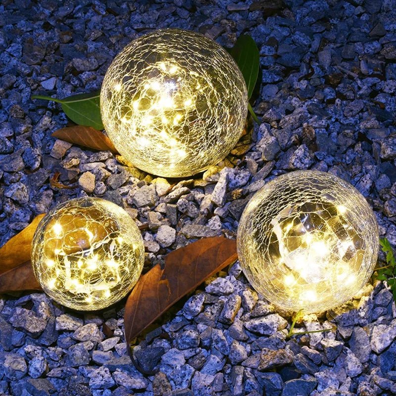 Globe solaire en verre craquelé